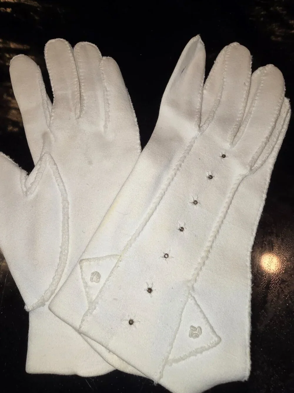 Gloves Women's Lot of 3 Ivory Small Large Embellished Floral Beaded Vintage MCM